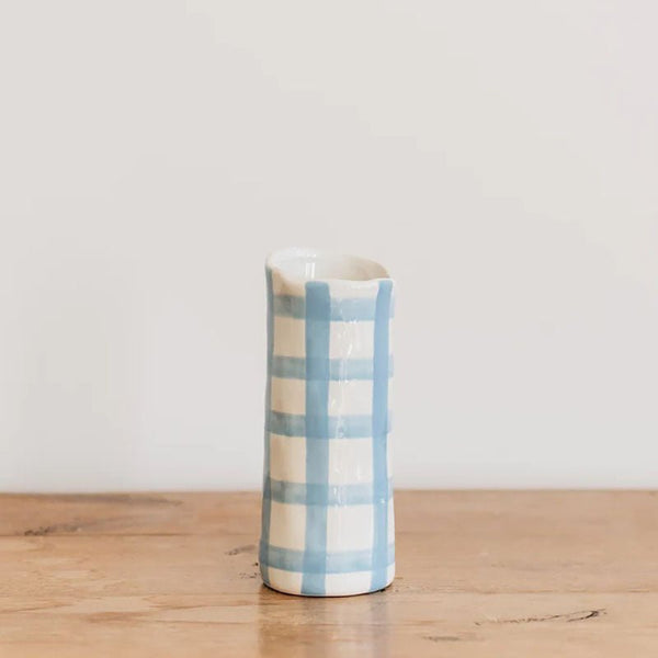 Find Cornflower Gingham Vase Small - Noss at Bungalow Trading Co.