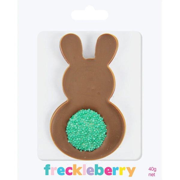 Find Easter Milk Chocolate Bunny Blue Tail - Freckleberry Chocolate Factory at Bungalow Trading Co.