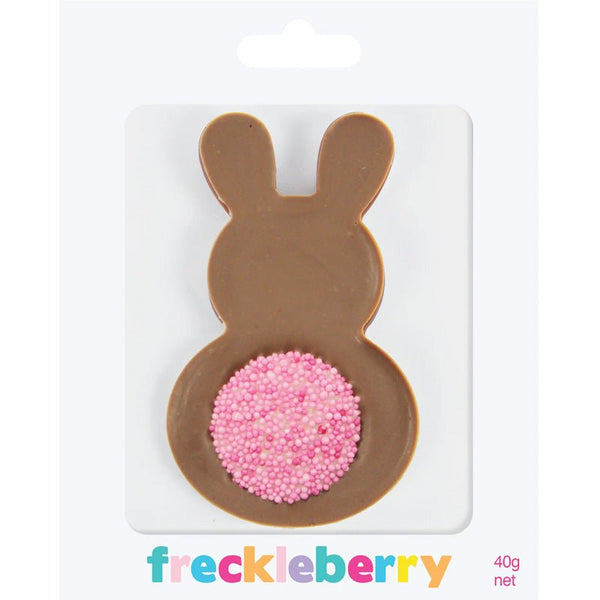 Find Easter Milk Chocolate Bunny Pink Tail - Freckleberry Chocolate Factory at Bungalow Trading Co.