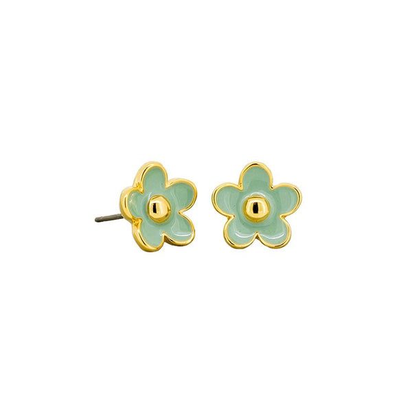 Find Enamel Daisy Stud Earrings Green - Tiger Tree at Bungalow Trading Co.