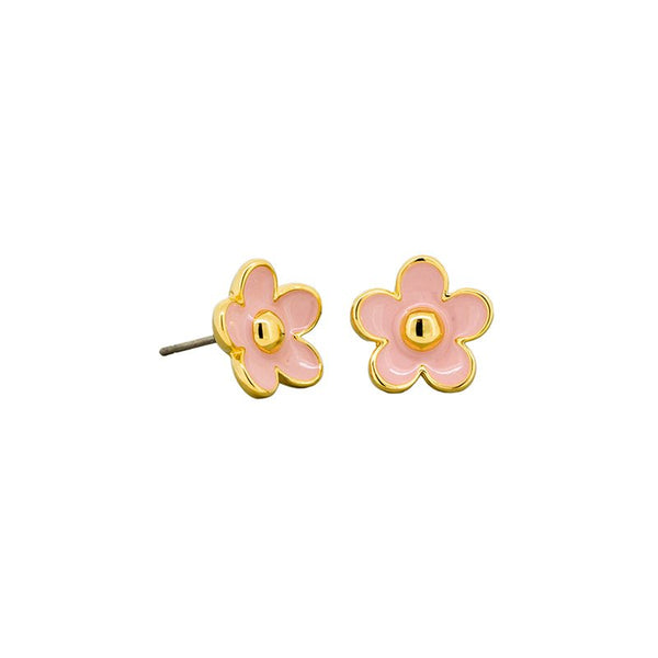 Find Enamel Daisy Stud Earrings Pink - Tiger Tree at Bungalow Trading Co.