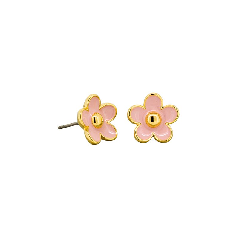 Find Enamel Daisy Stud Earrings Pink - Tiger Tree at Bungalow Trading Co.