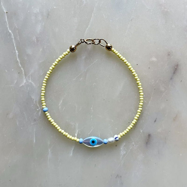 Find Eye Love You Mother of Pearl Bracelet Lemon - Kyra Stone at Bungalow Trading Co.