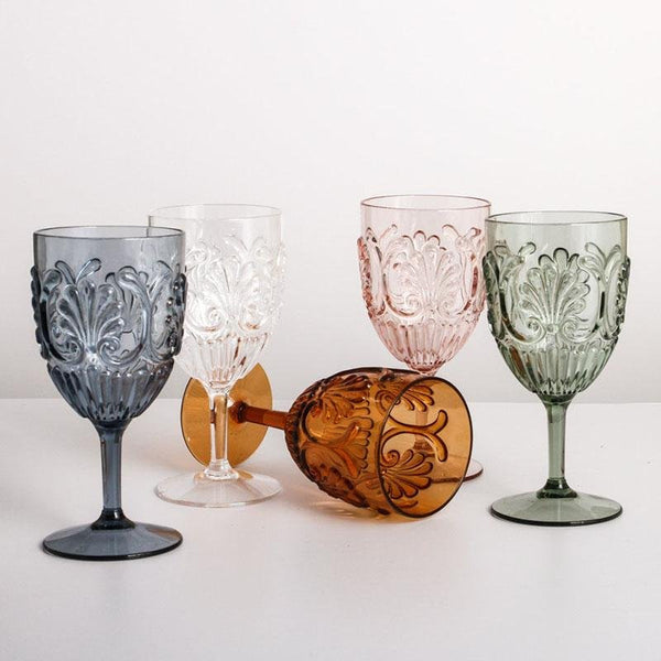 Find Flemington Acrylic Wine Glass Pale Pink - Indigo Love at Bungalow Trading Co.