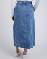 Find Florence Button Thru Denim Skirt - Elm at Bungalow Trading Co.