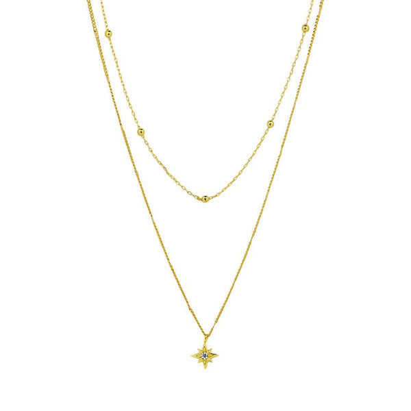 Find Gold Double Chain Star Necklace - Tiger Tree at Bungalow Trading Co.