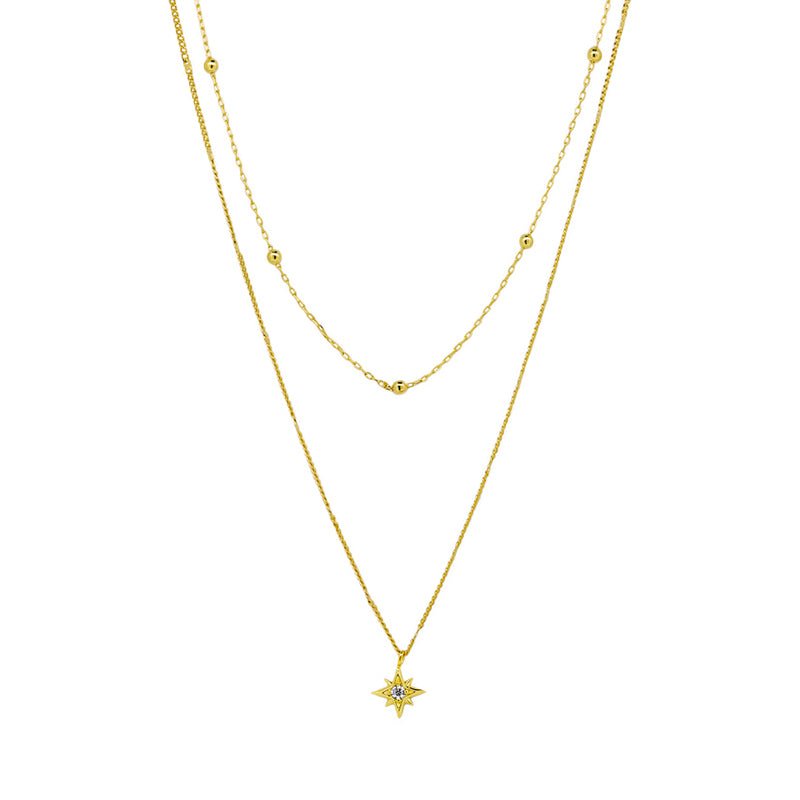Find Gold Double Chain Star Necklace - Tiger Tree at Bungalow Trading Co.
