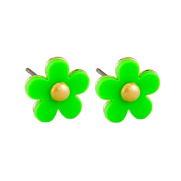Find Green Flower Button Stud Earrings - Tiger Tree at Bungalow Trading Co.