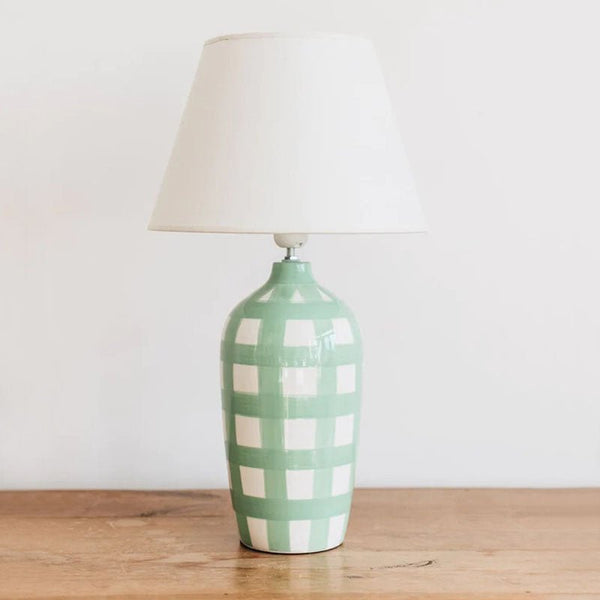Find Green Gingham Lamp - Noss at Bungalow Trading Co.
