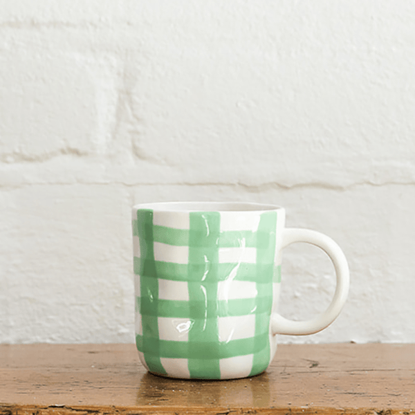 Find Green Gingham Mug - Noss at Bungalow Trading Co.