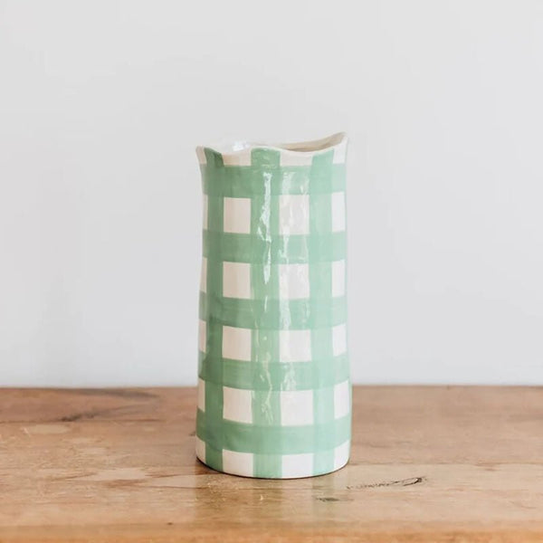 Find Green Gingham Vase Large - Noss at Bungalow Trading Co.