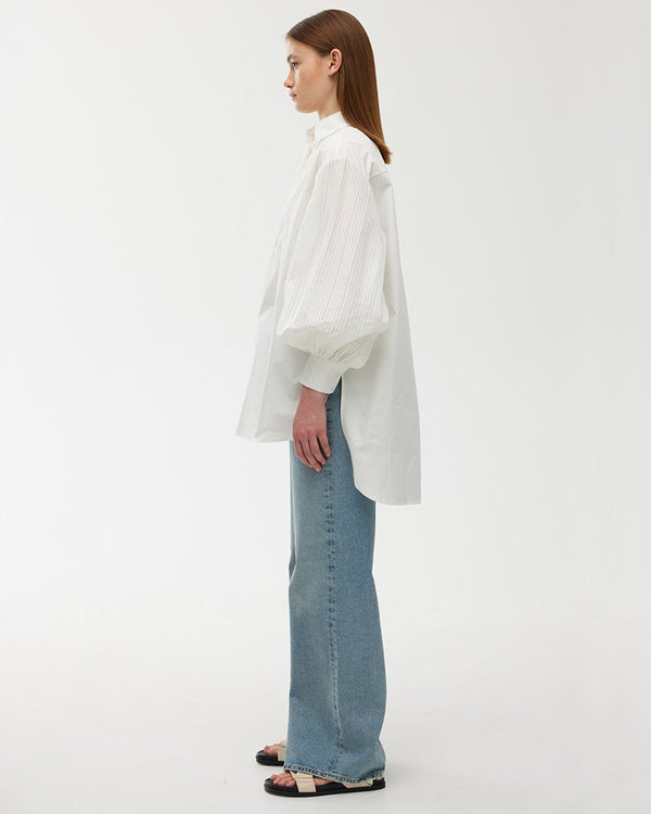 Find Harlow Pleat Shirt Ivory - Kinney at Bungalow Trading Co.