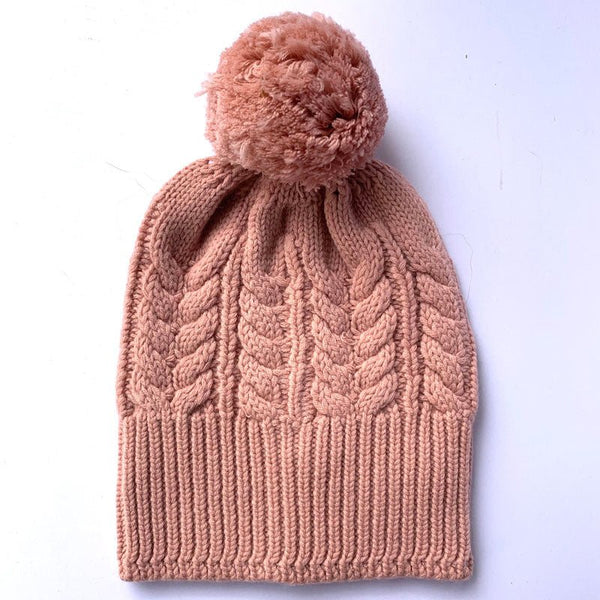 Find I'm In Cable Knit Beanie Wool Pom Pom Crumble - Love Kate at Bungalow Trading Co.
