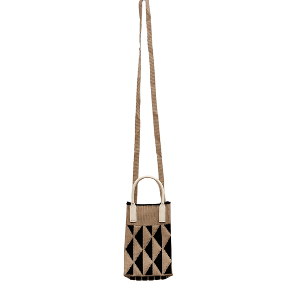 Find Mini Knit Phone Crossbody Fawn Black Diamond - Bungalow Trading Co. at Bungalow Trading Co.