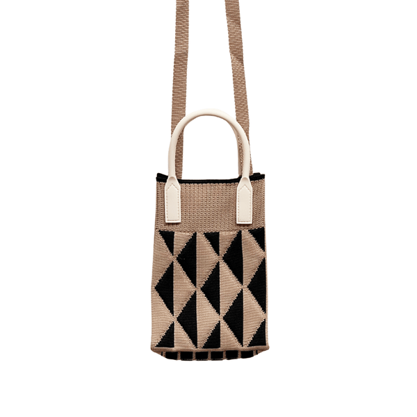Find Mini Knit Phone Crossbody Fawn Black Diamond - Bungalow Trading Co. at Bungalow Trading Co.