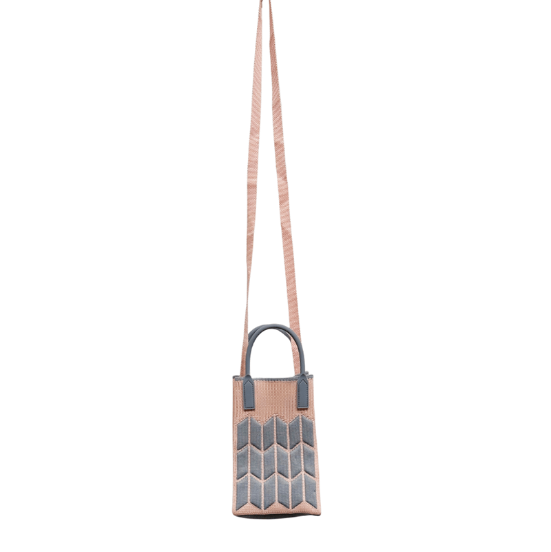 Find Mini Knit Phone Crossbody Pink Grey Arrow - Bungalow Trading Co. at Bungalow Trading Co.