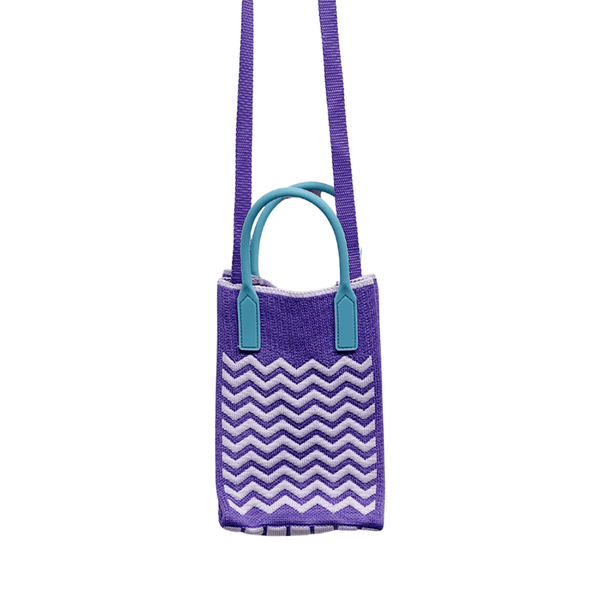 Find Mini Knit Phone Crossbody Purple Lilac ZigZag - Bungalow Trading Co. at Bungalow Trading Co.