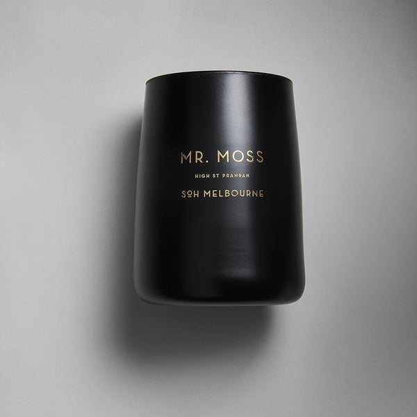 Find Mr Moss Black Matte Candle 350G - SOH at Bungalow Trading Co.