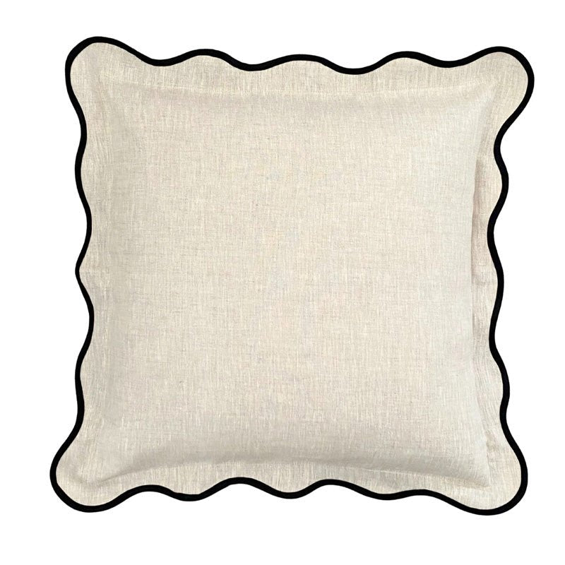 Find Natural Squiggle Linen Cushion - Luxe & Beau at Bungalow Trading Co.