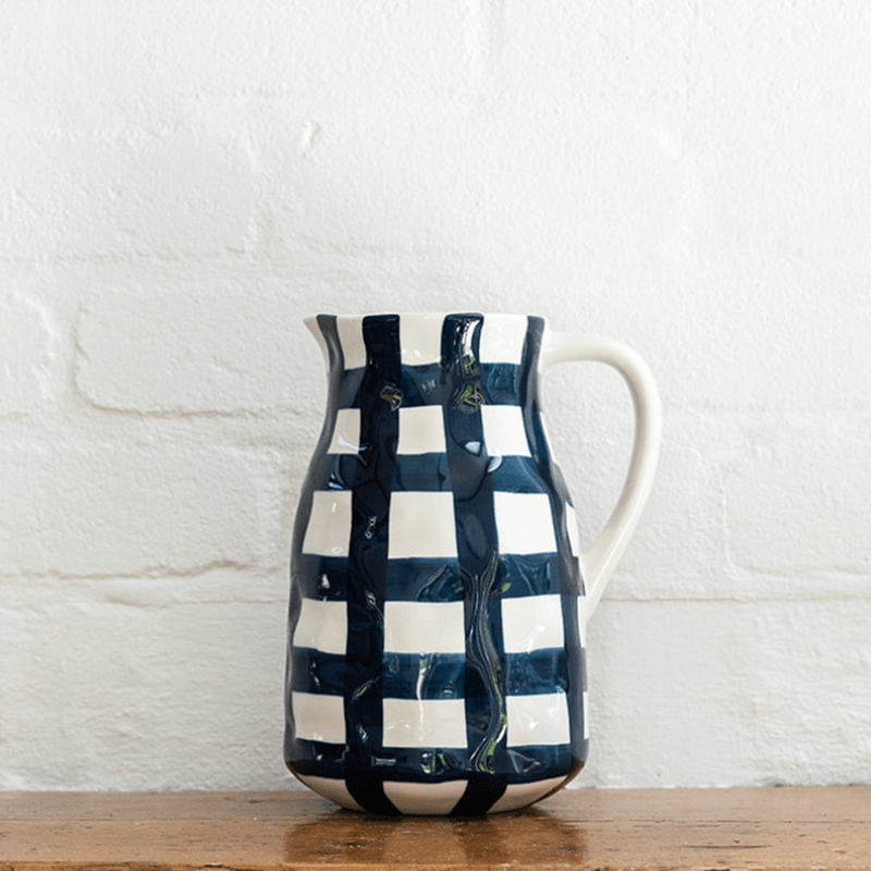 Find Navy Gingham Jug Large - Noss at Bungalow Trading Co.