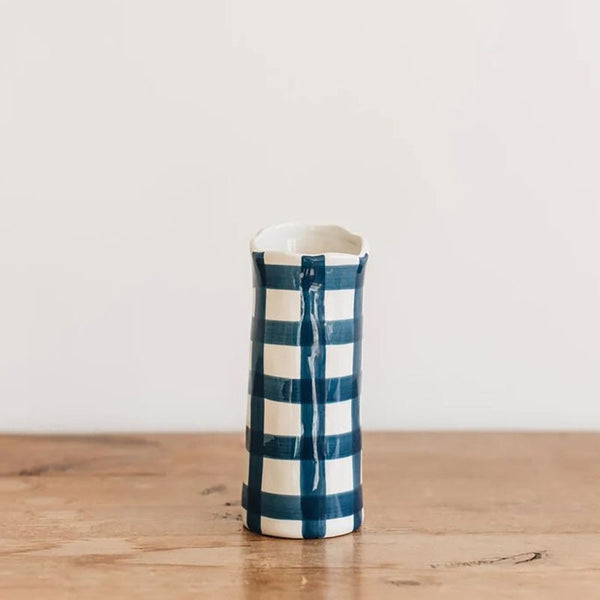 Find Navy Gingham Vase Small - Noss at Bungalow Trading Co.
