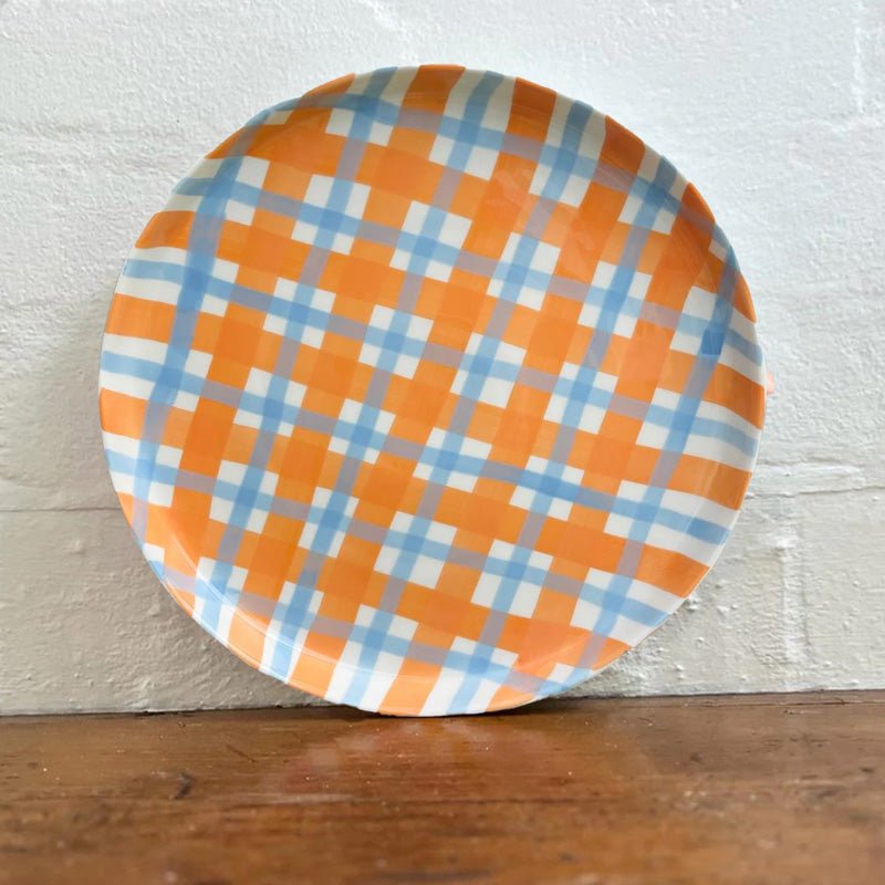 Find Orange & Blue Gingham Platter - Noss at Bungalow Trading Co.