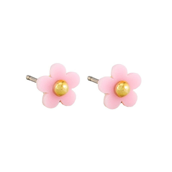 Find Pink Baby Flower Button Stud Earrings - Tiger Tree at Bungalow Trading Co.