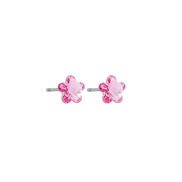 Find Pink Crystal Flower Stud Earrings - Tiger Tree at Bungalow Trading Co.