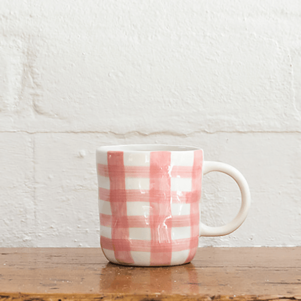 Find Pink Gingham Mug - Noss at Bungalow Trading Co.