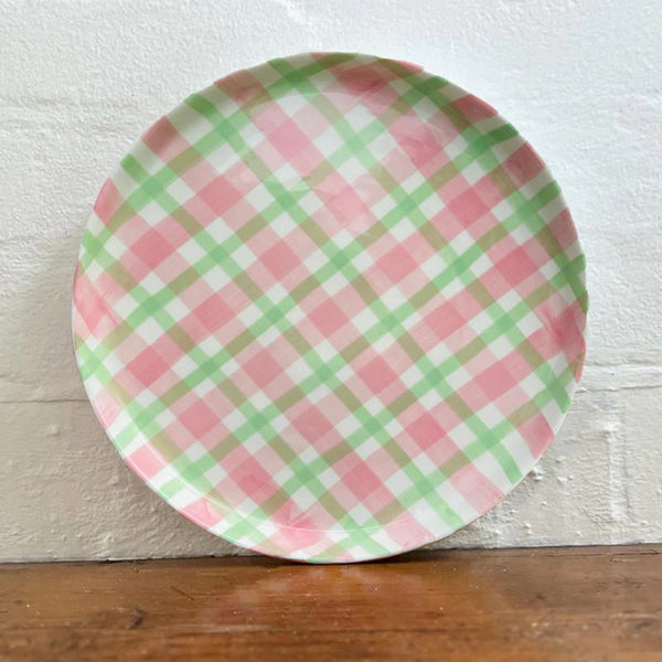 Find Pink & Green Gingham Platter - Noss at Bungalow Trading Co.