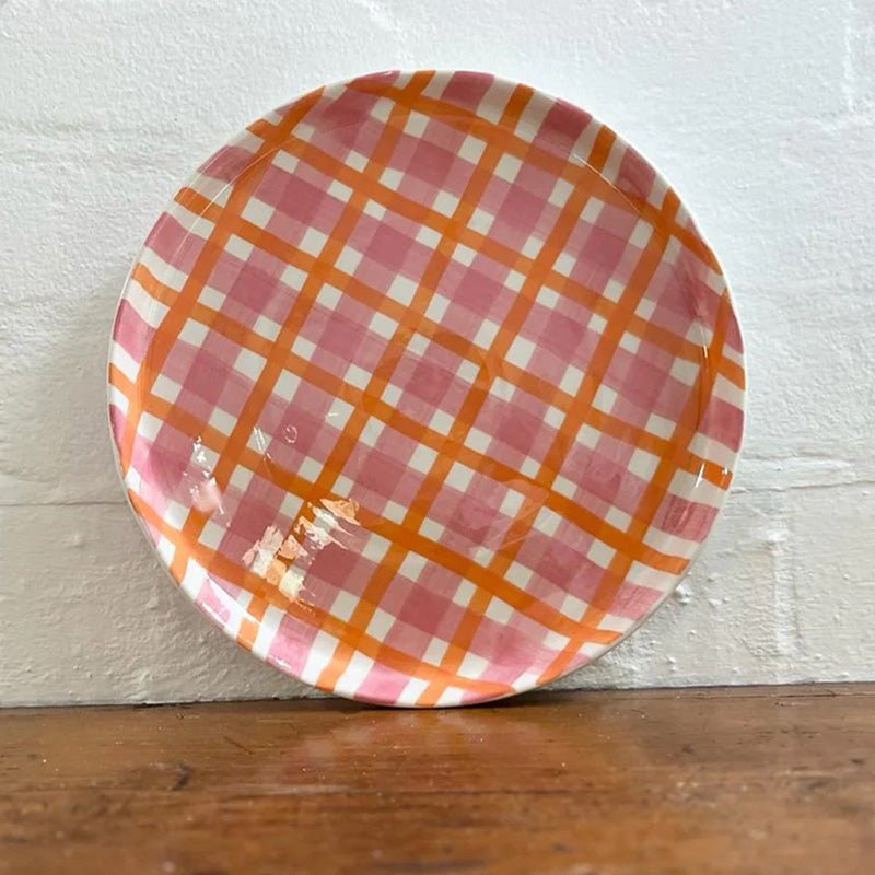Find Pink & Orange Gingham Platter - Noss at Bungalow Trading Co.
