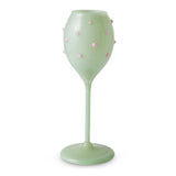 Find Pistachio Polkadot Champagne Glass Set of 2 - Kip & Co at Bungalow Trading Co.