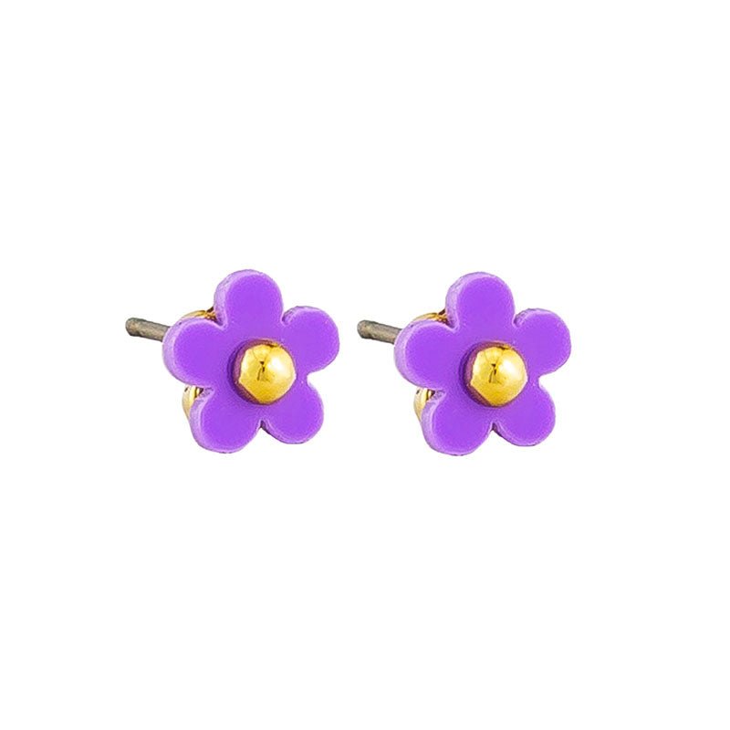 Find Purple Baby Flower Button Stud Earrings - Tiger Tree at Bungalow Trading Co.