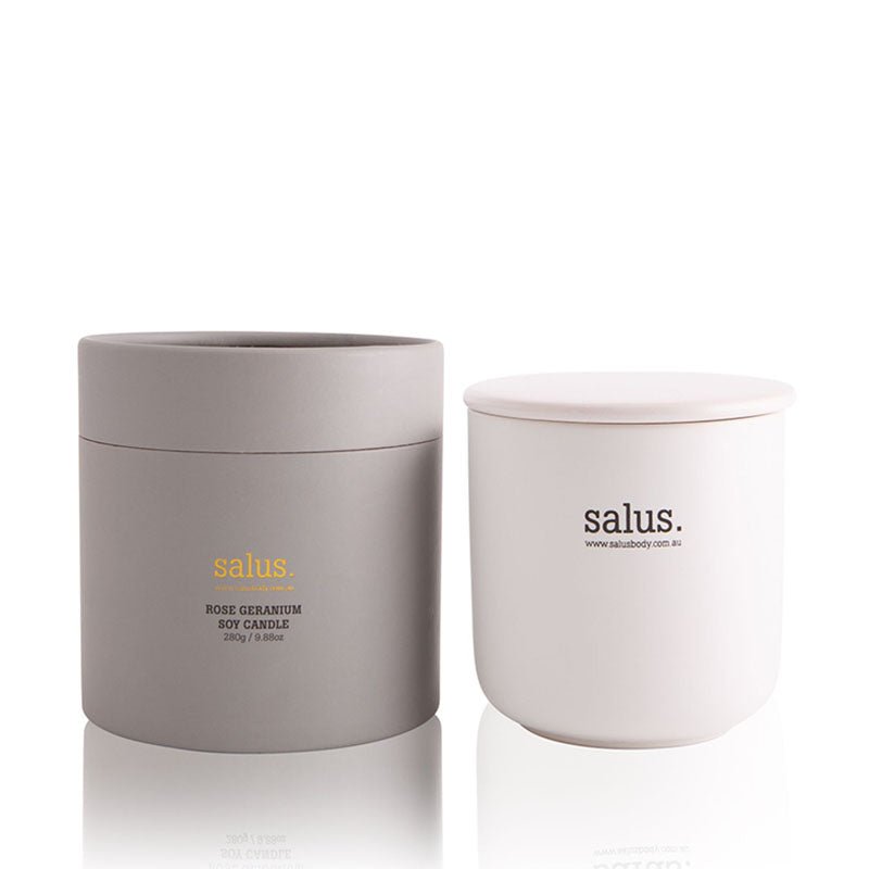 Find Rose Geranium Soy Porcelain Candle - Salus at Bungalow Trading Co.