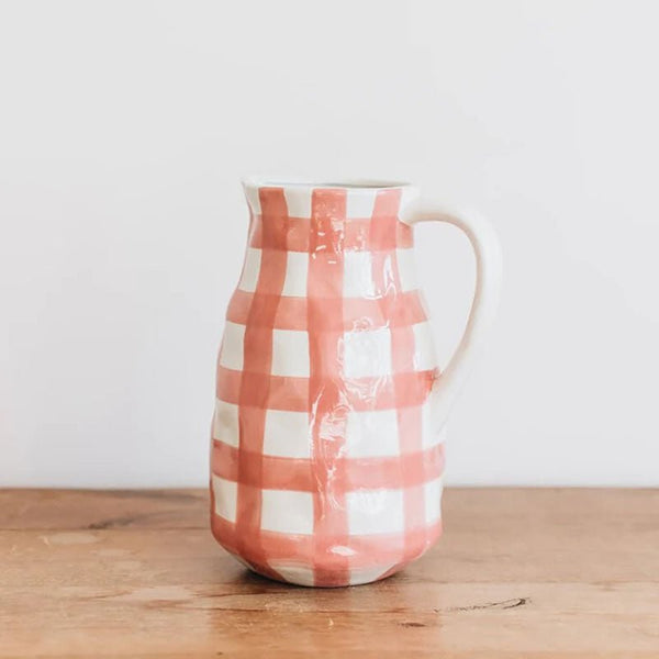 Find Rose Pink Gingham Jug - Noss at Bungalow Trading Co.