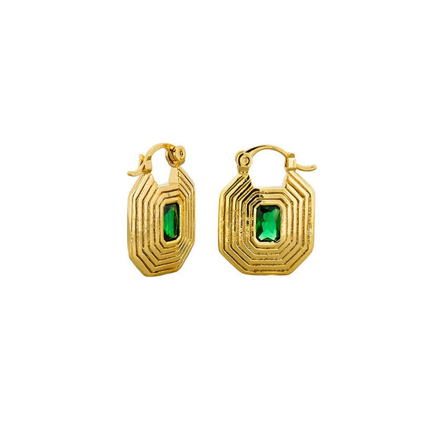 Find Selena Gold Emerald Earrings - Tiger Tree at Bungalow Trading Co.
