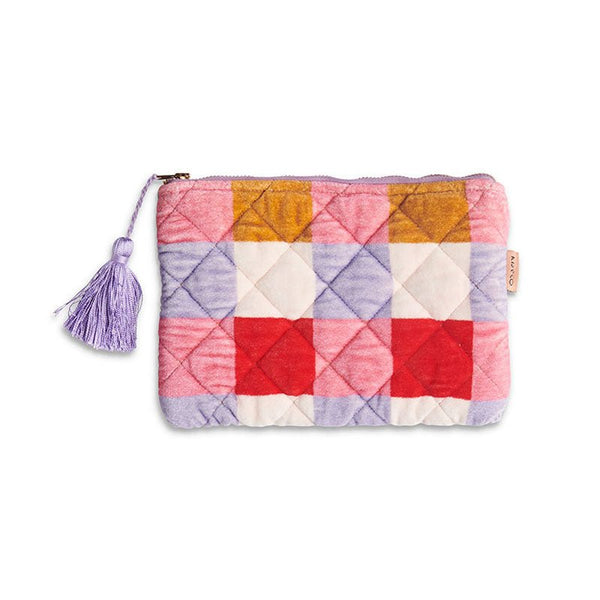 Find Summer Check Velvet Cosmetics Purse - Kip & Co at Bungalow Trading Co.