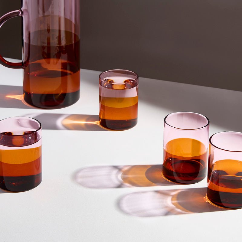 Find Two Tone Glasses Set of 4 Pink + Amber - Fazeek at Bungalow Trading Co.
