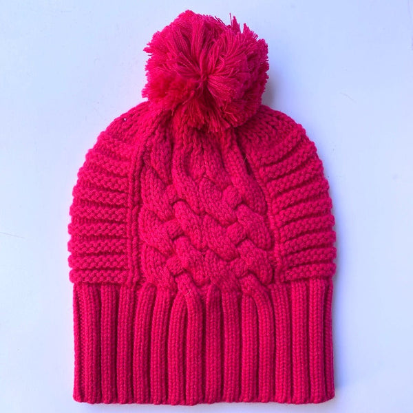 Find Up For Anything Beanie Wool Pom Pom Lippy Pink - Love Kate at Bungalow Trading Co.