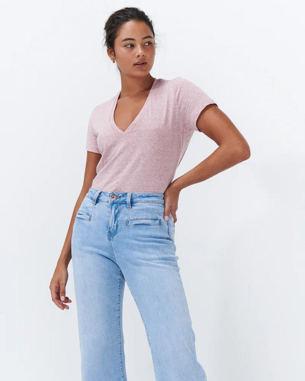 Find Veronica V-Neck Tee Pink Marle - Kireina at Bungalow Trading Co.