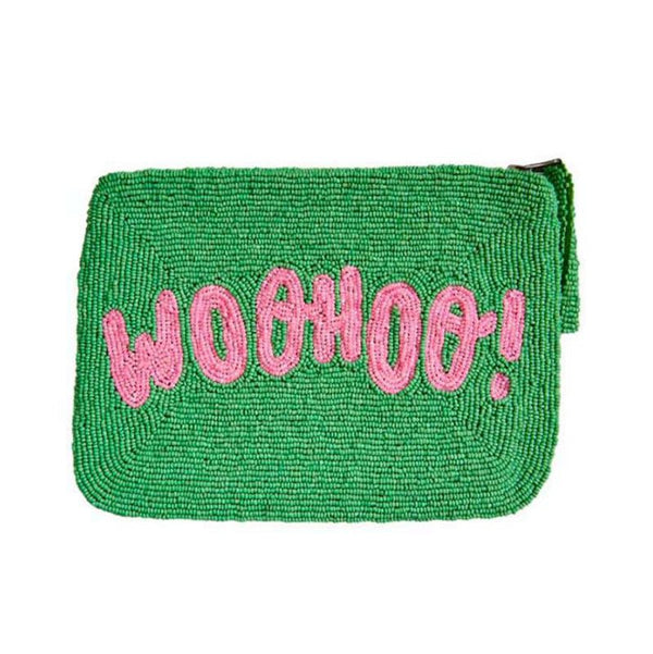 Find Woo Hoo Green/Pink Beaded Clutch - The Jacksons at Bungalow Trading Co.